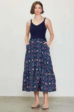 SKIES ARE BLUE Amelia Floral Print Midi Dress* Midi Dresses
