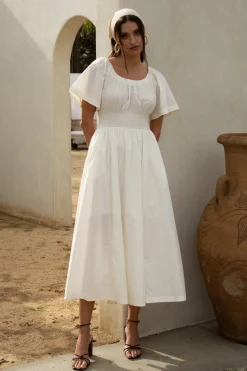 SKIES ARE BLUE Andrea Poplin Midi Dress* Midi Dresses