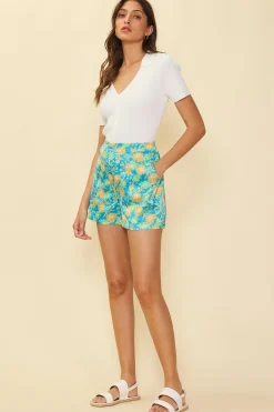 SKIES ARE BLUE Aquatic Floral Print Shorts* Shorts