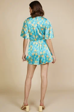 SKIES ARE BLUE Aquatic Floral Print Surplice Romper* Jumpsuits
