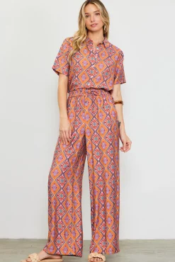 SKIES ARE BLUE Aspen Print Elastic Waist Pants* Pants