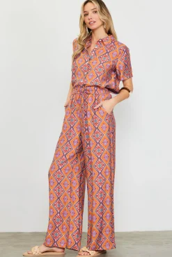 SKIES ARE BLUE Aspen Print Elastic Waist Pants* Pants