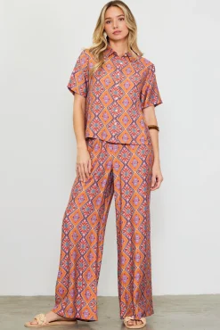 SKIES ARE BLUE Aspen Print Short Sleeve Blouse* Blouses|Short Sleeve Tops