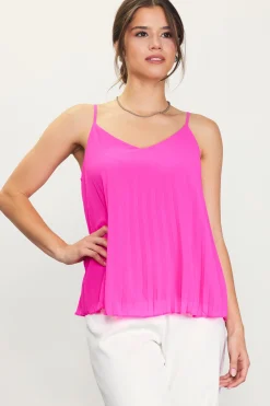 SKIES ARE BLUE Back Strap Detail Pleated Cami* Sleeveless Tops