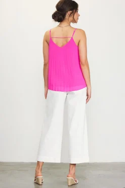 SKIES ARE BLUE Back Strap Detail Pleated Cami* Sleeveless Tops