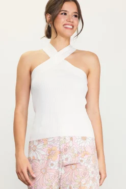 SKIES ARE BLUE Barbara Crossed Neck Knit Top* Sleeveless Tops|Sweaters