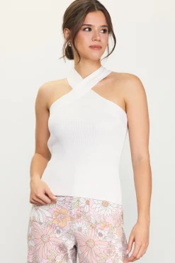 SKIES ARE BLUE Barbara Crossed Neck Knit Top* Sleeveless Tops|Sweaters