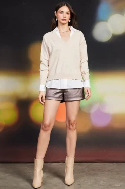 SKIES ARE BLUE Blair Mixed Media Sweater* Long Sleeve Tops|Sweaters