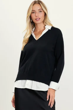 SKIES ARE BLUE Blair Mixed Media Sweater* Long Sleeve Tops|Sweaters