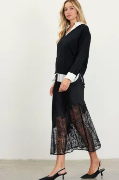 SKIES ARE BLUE Blair Mixed Media Sweater* Long Sleeve Tops|Sweaters