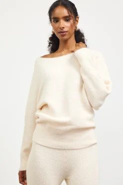 SKIES ARE BLUE Boatneck Ribbed Knit Sweater* Sweaters