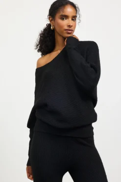 SKIES ARE BLUE Boatneck Ribbed Knit Sweater* Sweaters