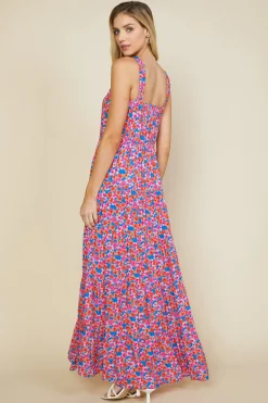 SKIES ARE BLUE Bohemian Floral Crossed Neck Maxi Dress* Maxi Dresses