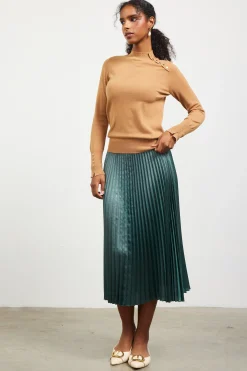 SKIES ARE BLUE Button Detail Mock Neck Sweater* Long Sleeve Tops|Sweaters