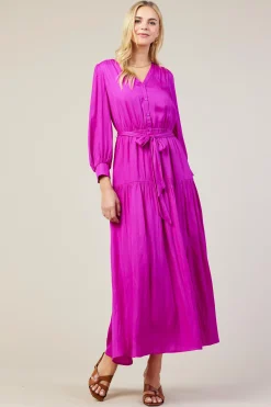 SKIES ARE BLUE Button Detail Tiered Maxi Dress* Maxi Dresses