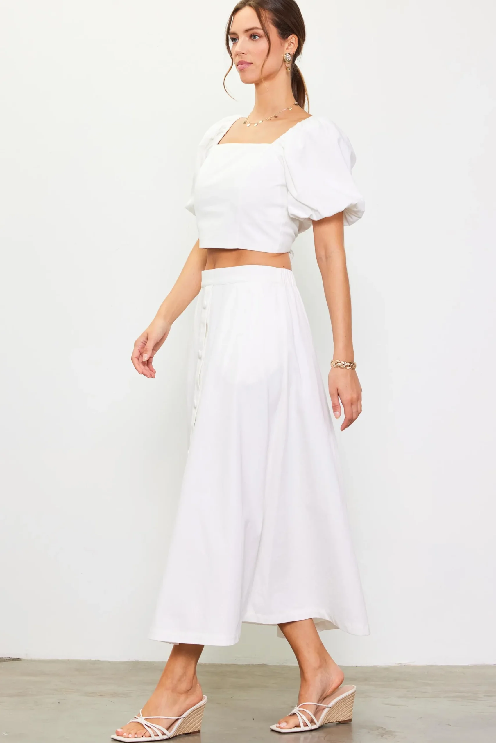 SKIES ARE BLUE Button Down Maxi Skirt* Skirts