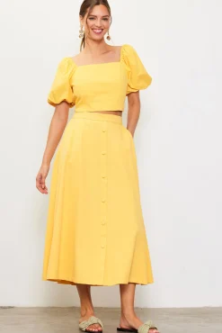 SKIES ARE BLUE Button Down Maxi Skirt* Skirts