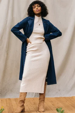 SKIES ARE BLUE Cable Knit Midi Skirt* Skirts