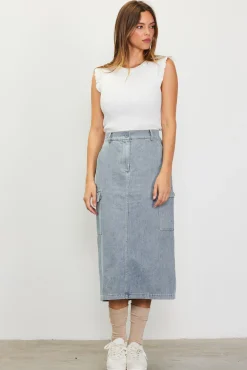 SKIES ARE BLUE Cargo Detail Midi Skirt* Skirts