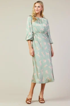 SKIES ARE BLUE Cheetah Print Midi Dress* Midi Dresses