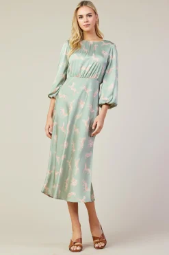 SKIES ARE BLUE Cheetah Print Midi Dress* Midi Dresses