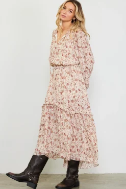 SKIES ARE BLUE Chiffon Print Split Midi Dress* Midi Dresses