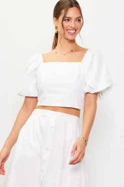 SKIES ARE BLUE Cinch-Back Square Neck Top* Short Sleeve Tops