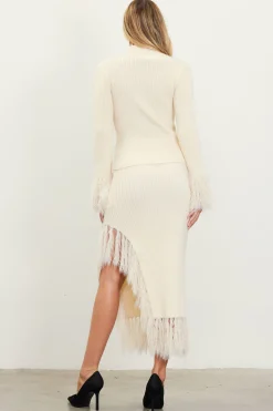 SKIES ARE BLUE Clio Feathered Fringe Mock Neck Sweater* Long Sleeve Tops|Sweaters