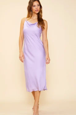 SKIES ARE BLUE Cowl Neck Bias Dress* Midi Dresses