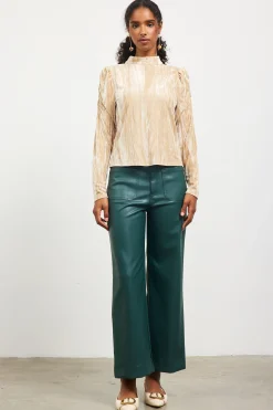 SKIES ARE BLUE Crinkled Velvet Mock Neck Top* Long Sleeve Tops