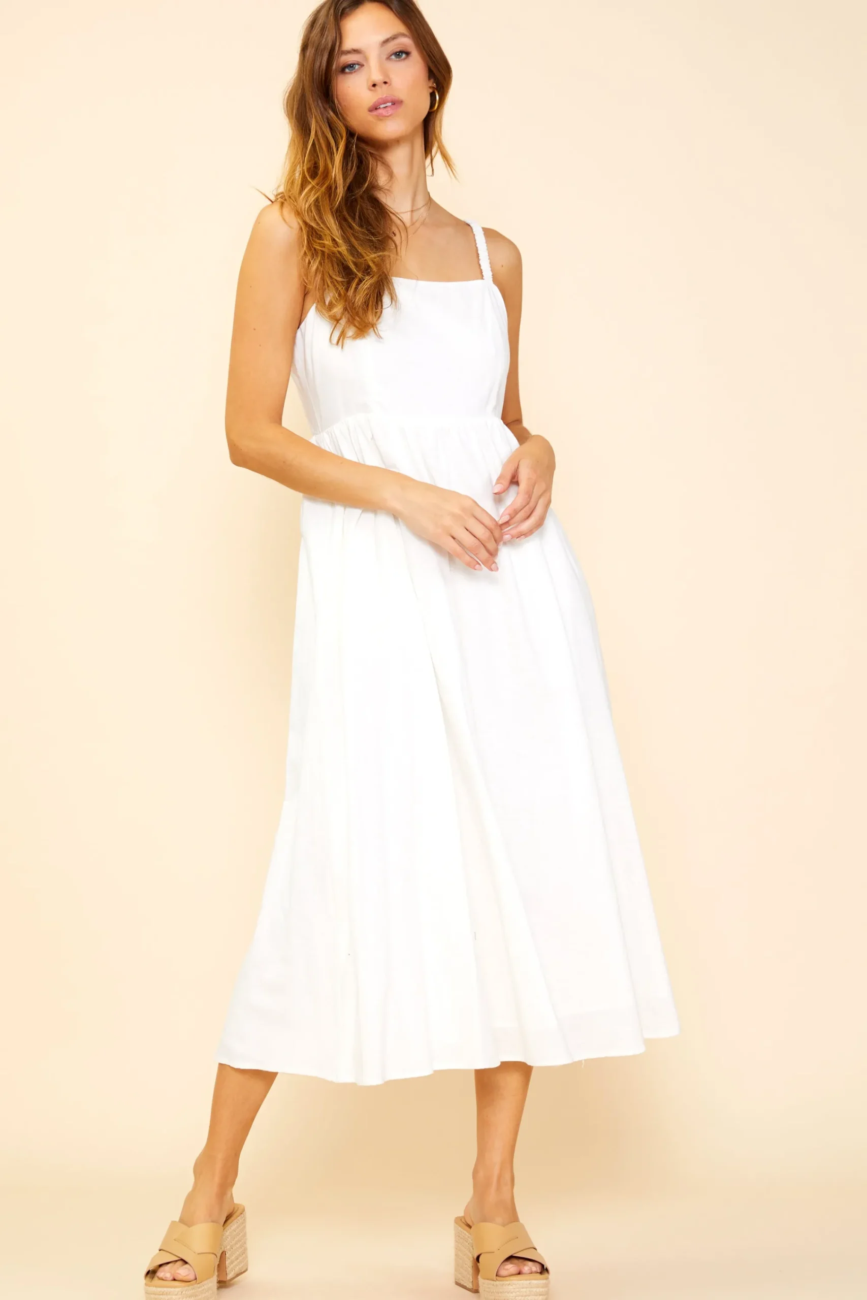 SKIES ARE BLUE Criss Cross Back Tie Midi Dress* Midi Dresses