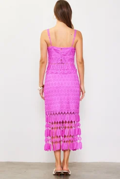 SKIES ARE BLUE Crochet Midi Skirt with Fringe Detail* Skirts