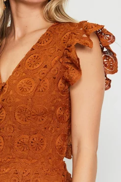 SKIES ARE BLUE Crochet Ruffled Sleeve Jumpsuit* Jumpsuits