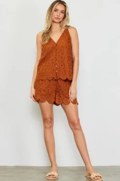 SKIES ARE BLUE Crochet Scalloped Hem Tank Top* Sleeveless Tops