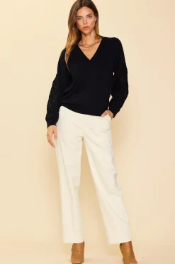 SKIES ARE BLUE Crochet Sleeve Knit Sweater* Sweaters