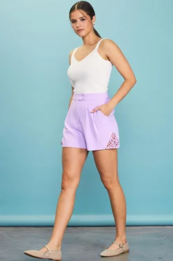 SKIES ARE BLUE Crochet Trim High Waisted Shorts* Shorts