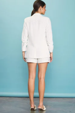 SKIES ARE BLUE Crochet Trim Shirred Sleeve Blazer* Blazers