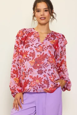 SKIES ARE BLUE Dahlia Print Longsleeve Blouse* Blouses|Long Sleeve Tops