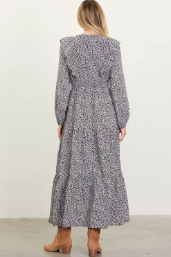 SKIES ARE BLUE Dainty Floral Print Ruffle Trim Maxi Dress* Maxi Dresses