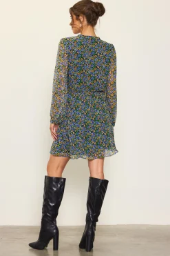 SKIES ARE BLUE Daisy Print Pleated Mini Dress* Mini Dresses