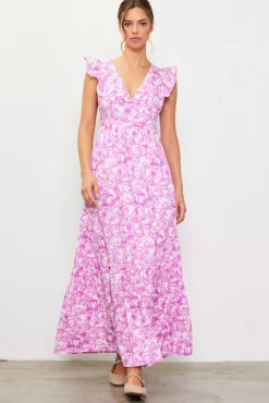 SKIES ARE BLUE Daphne Floral Print Ruffled Maxi Dress* Maxi Dresses