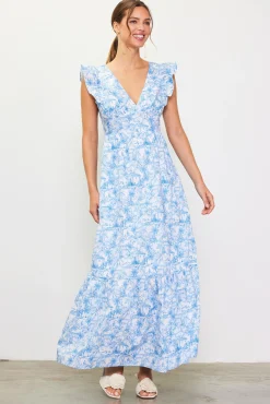 SKIES ARE BLUE Daphne Floral Print Ruffled Maxi Dress* Maxi Dresses