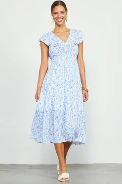 SKIES ARE BLUE Darcy Floral Print Midi Dress* Midi Dresses
