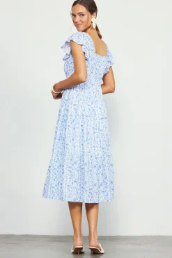 SKIES ARE BLUE Darcy Floral Print Midi Dress* Midi Dresses