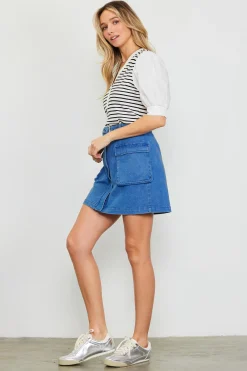 SKIES ARE BLUE Denim Cargo Detail Mini Skirt* Skirts