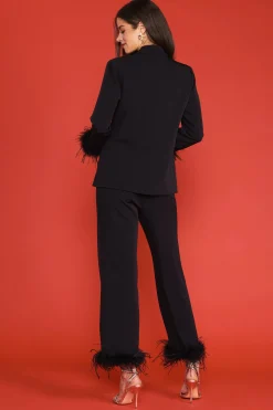 SKIES ARE BLUE Detachable Feather Cuff Blazer* Blazers