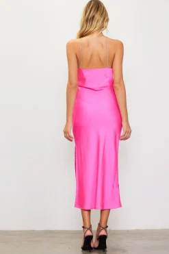 SKIES ARE BLUE Detachable Rosette Metallic Strap Midi Dress* Midi Dresses