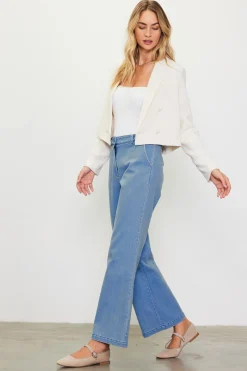 SKIES ARE BLUE Double Breasted Crop Blazer* Blazers