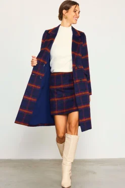 SKIES ARE BLUE Double Breasted Plaid Coat* Outerwear|Blazers