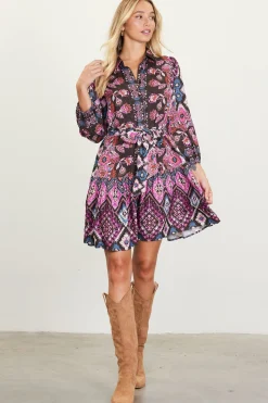 SKIES ARE BLUE Edain Border Print Mini Dress* Mini Dresses